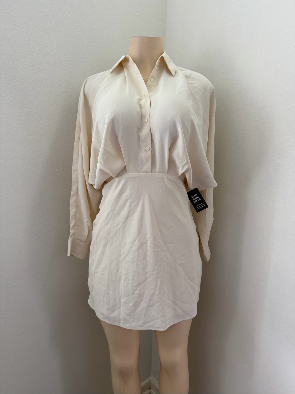 Express Portofino Shirt Dress Ivory White Long Sleeve